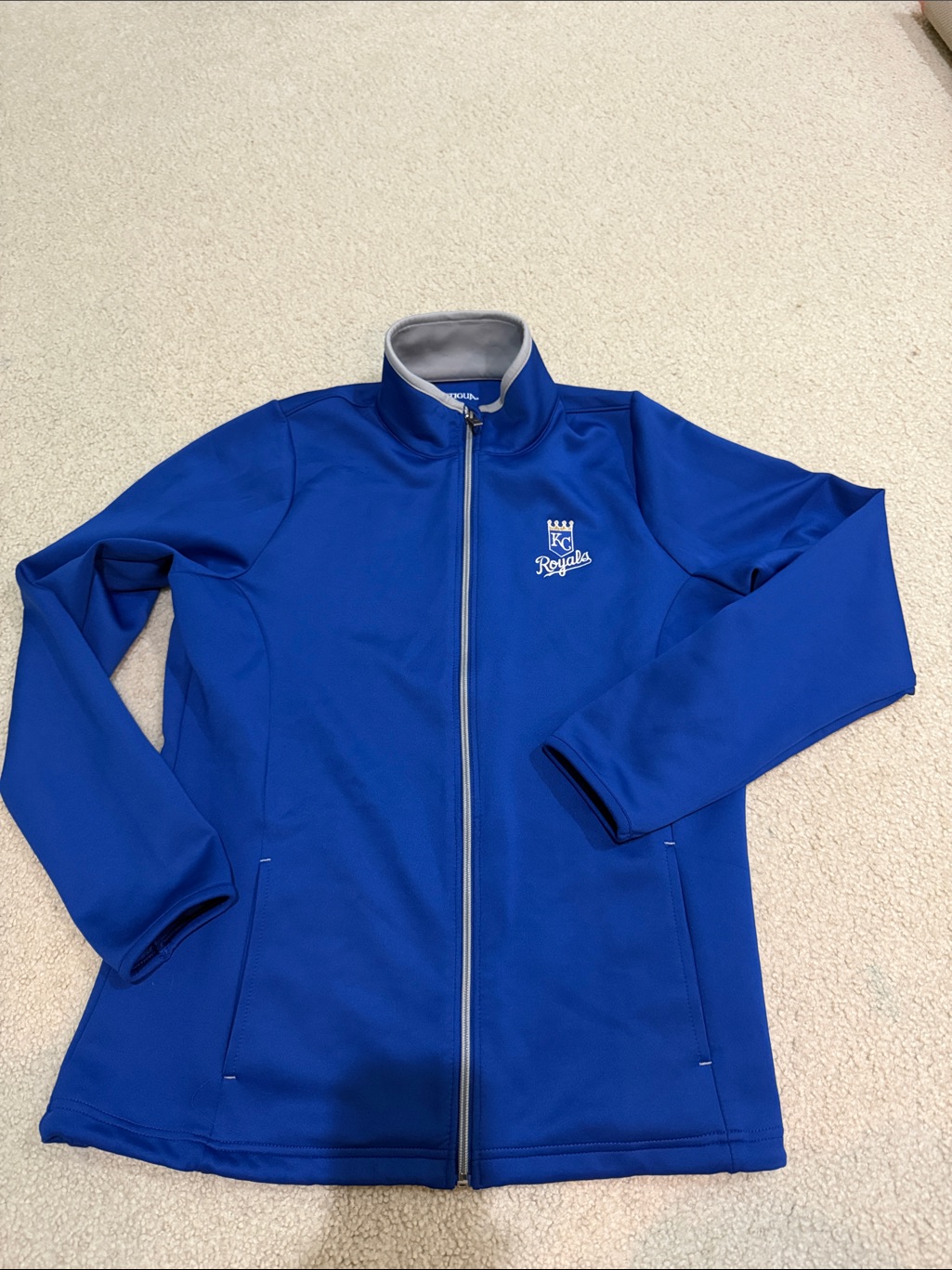 Antigua Kc Royals Full-Zip Jacket In Royal Blue With Gray Trim